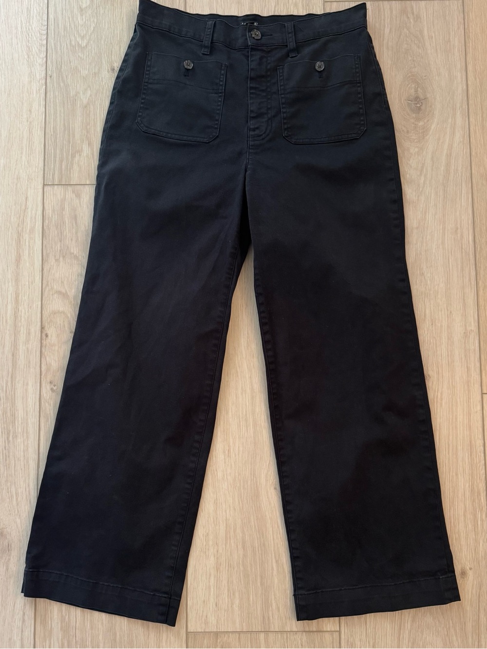 J. Crew women’s black size 27 cropped wide leg utility pants flat front